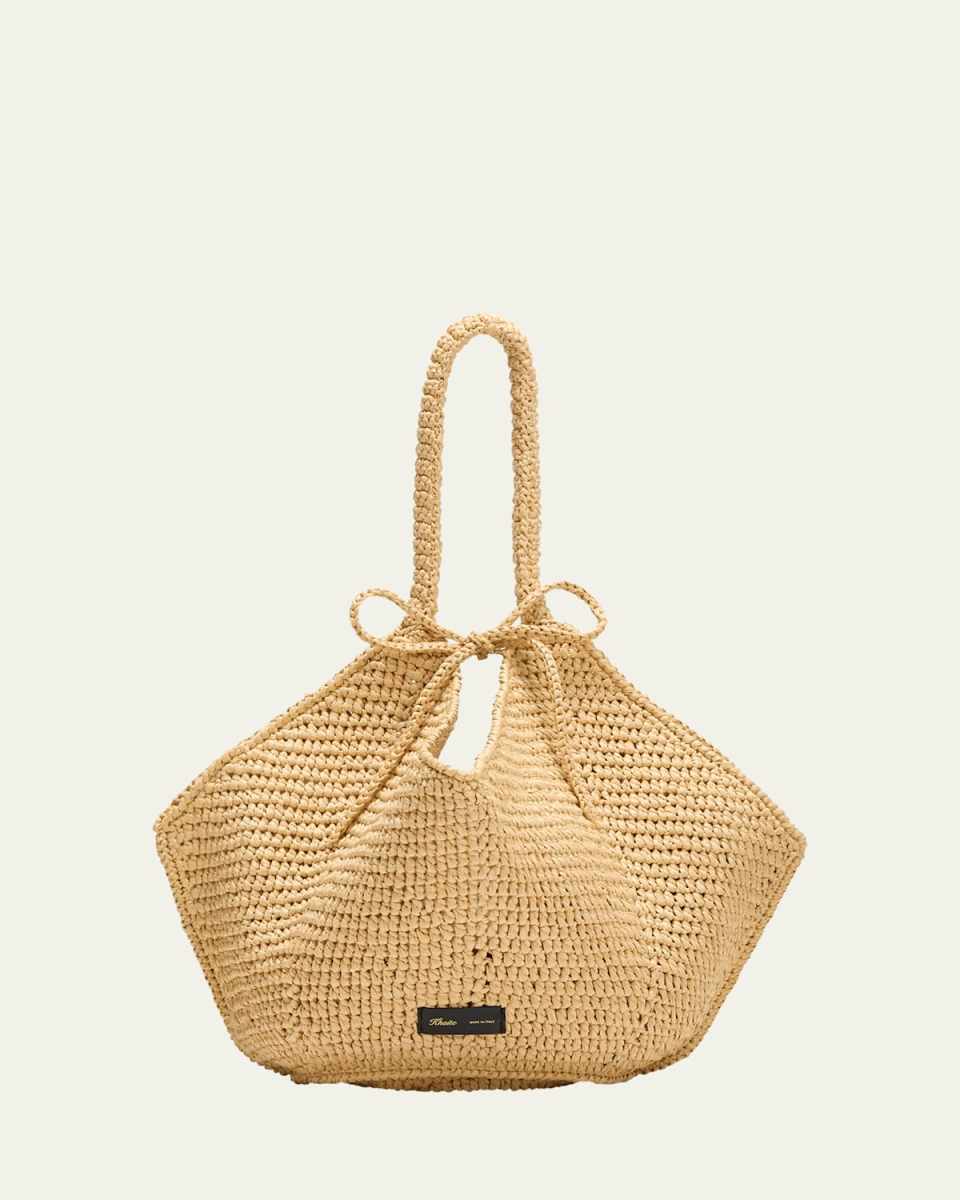 Lotus Medium Raffia Bucket Bag